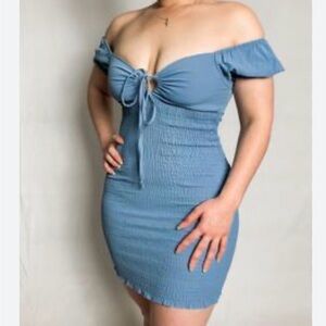 Love Tree Blue Off-Shoulder Mini Dress